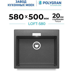 Кухонная мойка Polygran Tolero 580 (черный)
