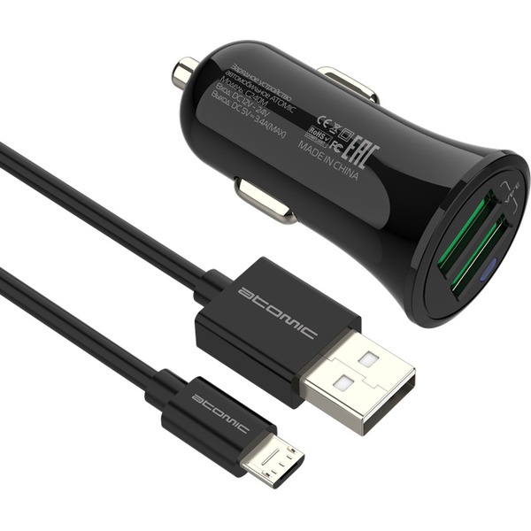 Автомобильное зарядное устройство с кабелем ATOMIC C240М