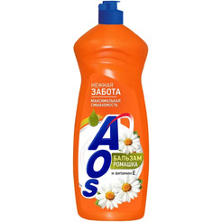 Средство для мытья посуды жидкое AOS Бальзам ромашка и витамин Е 900г