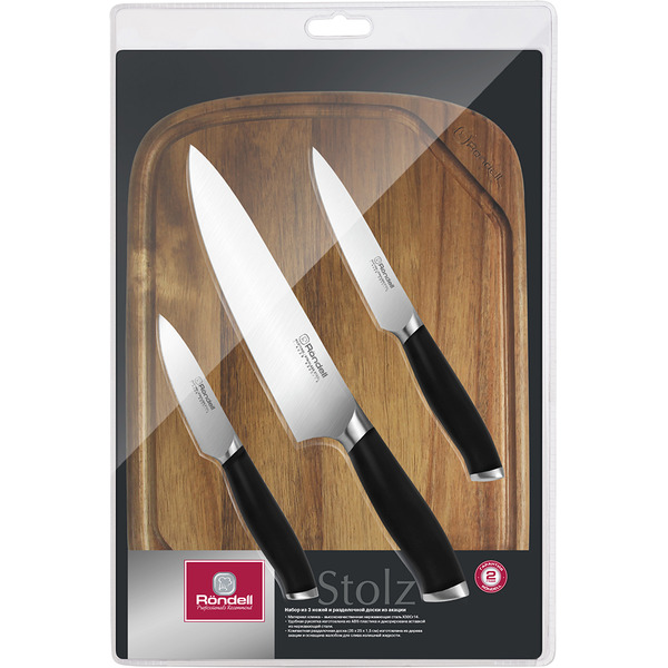 Набор из 3 ножей и разделочной доски Rondell Stolz RD-1773