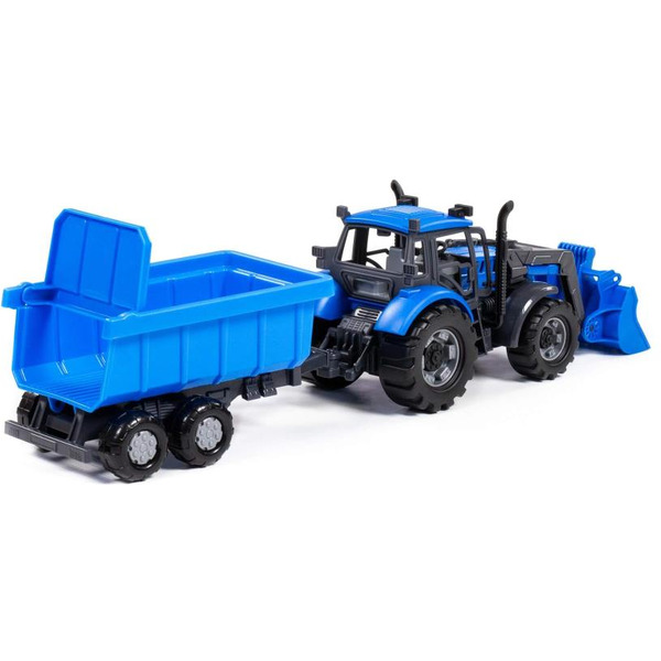 Трактор Полесье Прогресс с прицепом и ковшом 91833 (синий)