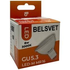 Лампа светодиодная BELSVET MR16 8W 3000K GU5.3