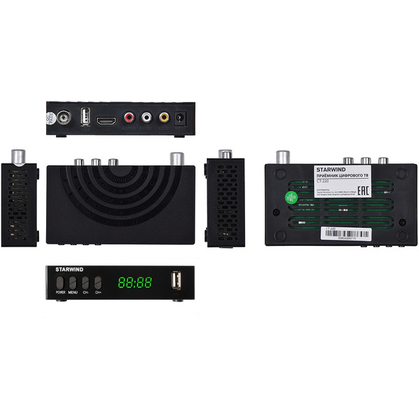 Ресивер DVB-T2 Starwind CT-220 (черный)