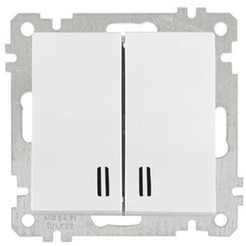 Выключатель двухклавишный с подсветкой Mutlusan 2100-426-0101 белый (21 серия)