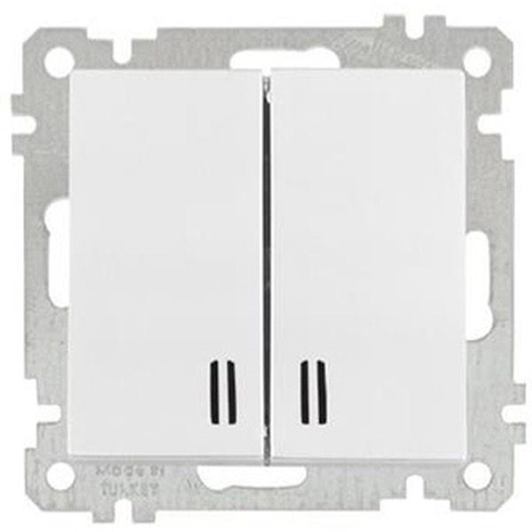 Выключатель двухклавишный с подсветкой Mutlusan 2100-426-0101 белый (21 серия)