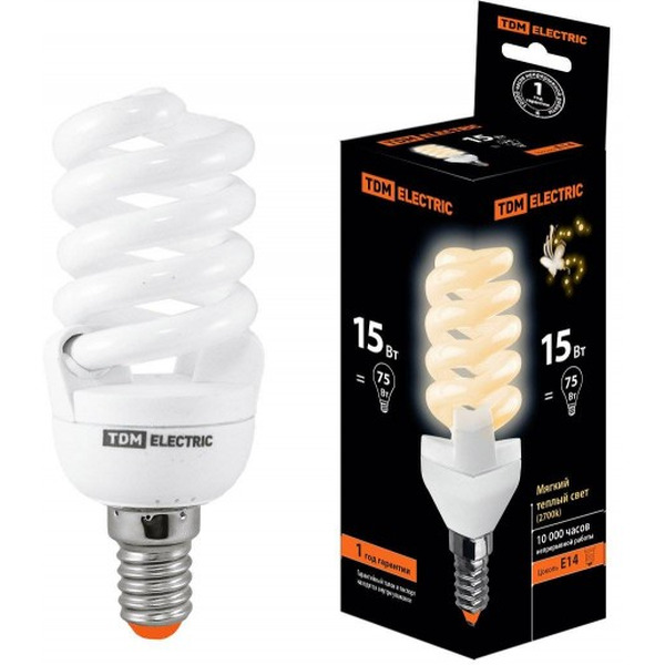 Лампочка TDM Electric КЛЛ-FSТ2-15 Вт-2700 К–Е14 SQ0323-0055