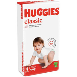 Детские одноразовые подгузники HUGGIES Classic Mega 4 (7-18кг) 68шт.