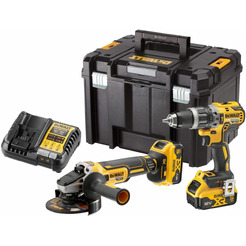 Набор электроинструментов DeWalt DCK2080P2T (шуруповерт, болгарка, 2 АКБ, кейс)