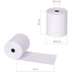 Чековая лента BRAUBERG 110892 80мм(диаметр 68мм, длина 60м, втулка 12мм), 6 шт.