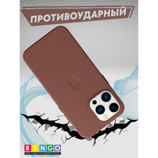 Бампер Bingo Leather Magsafe для APPLE iPhone 16 Pro Max Коричневый