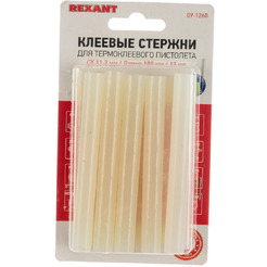 Клеевые стержни Rexant 09-1260 (12 шт, прозрачный светящийся)