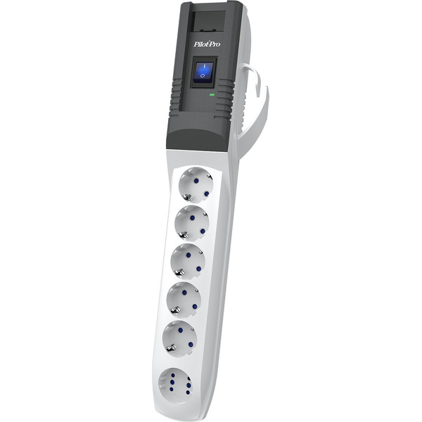 Сетевой фильтр Pilot Pro USB 3м (6 розеток) серый
