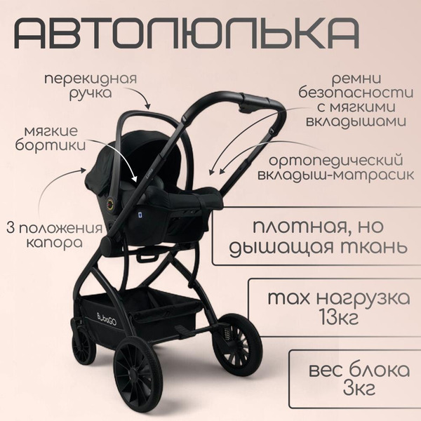 Детская универсальная коляска Bubago Lotta Limited 3 в 1 BG LTD-176-2 (черный)