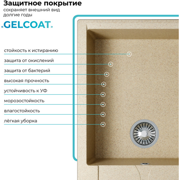 Кухонная мойка Polygran Gals 862 (опал)