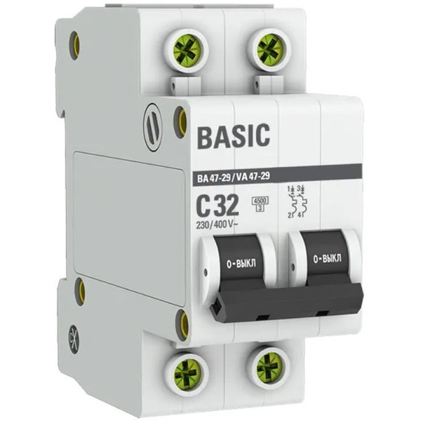 Выключатель автоматический EKF ВА 47-29 2P 32A (C) 4.5кА