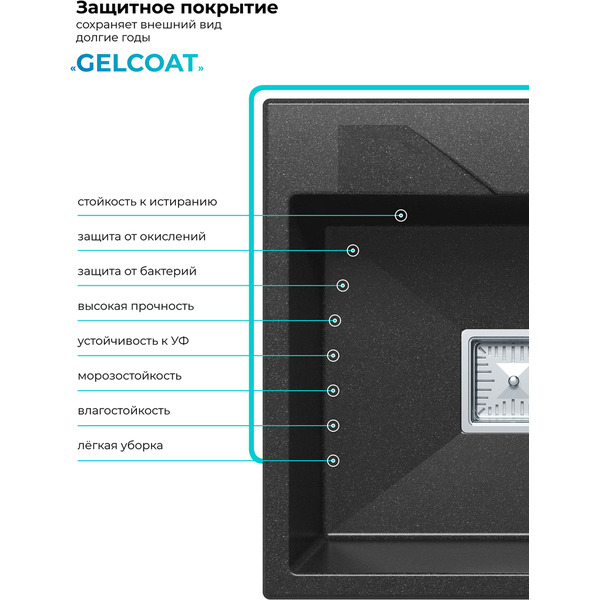 Кухонная мойка Polygran Blade 500 (черный)