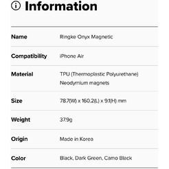 Чехол Ringke ONYX MAGNETIC для iPhone Air CAMO BLACK