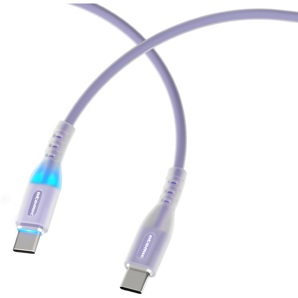 Кабель Atomic Ledit USB-C-USB-C PD 60W LED 30.371 (1.2м, фиолетовый)