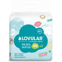 Влажные салфетки детские Lovular Sweet Kiss / 429545 (3x100 шт)