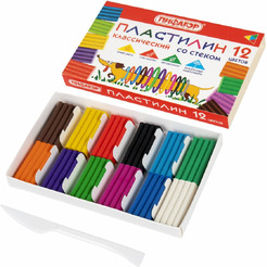 Пластилин классический "Веселая такса" 12 цв. ПИФАГОР 106675