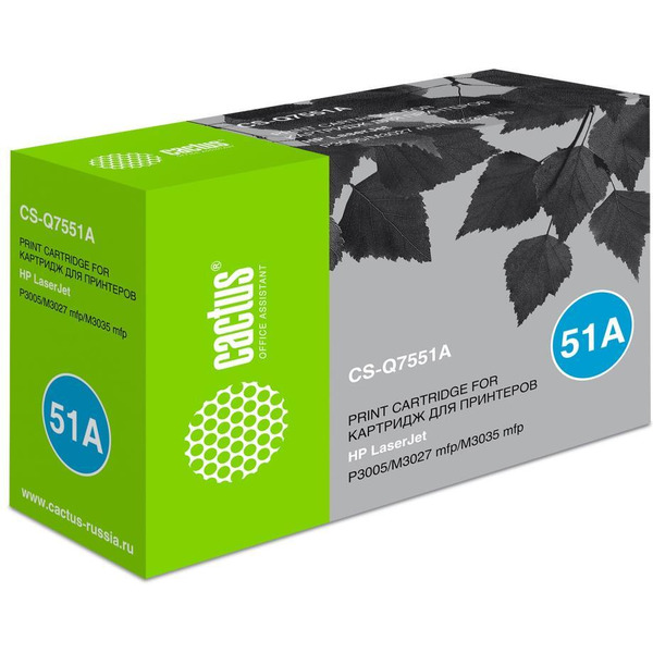 Картридж лазерный Cactus CS-Q7551A Q7551A черный (6500стр.) для HP LJ P3005/M3027/M3035