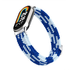 Ремешок Bingo Braided для Xiaomi Mi Band 8 Синий с белым
