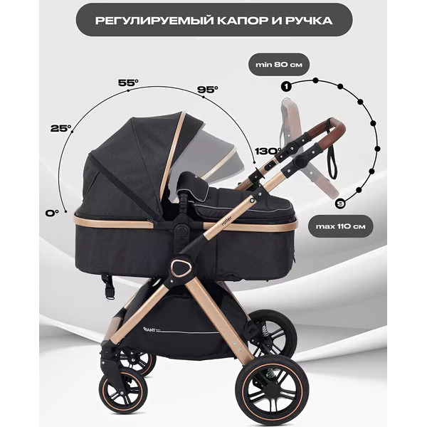 Коляска трансформер Rant Basic Roller 2 в 1 RA161 (черный)