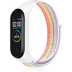 Ремешок Bingo Nylon для Xiaomi Mi Band 3/4/5/6 (радуга с белым)