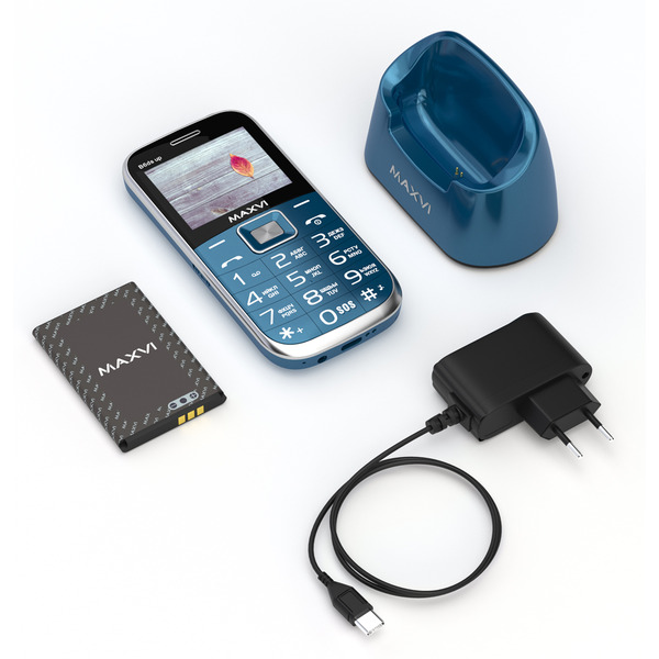Мобильный телефон Maxvi B6ds up +ЗУ WC-112 (синий)