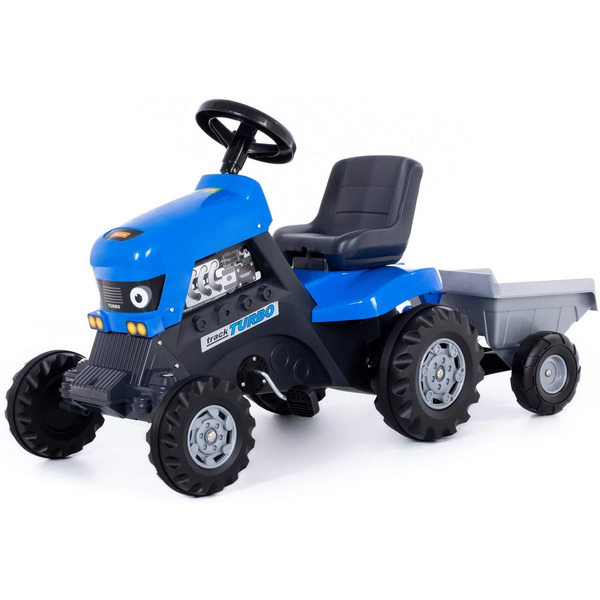 Каталка-трактор с педалями Turbo с полуприцепом Полесье 84637