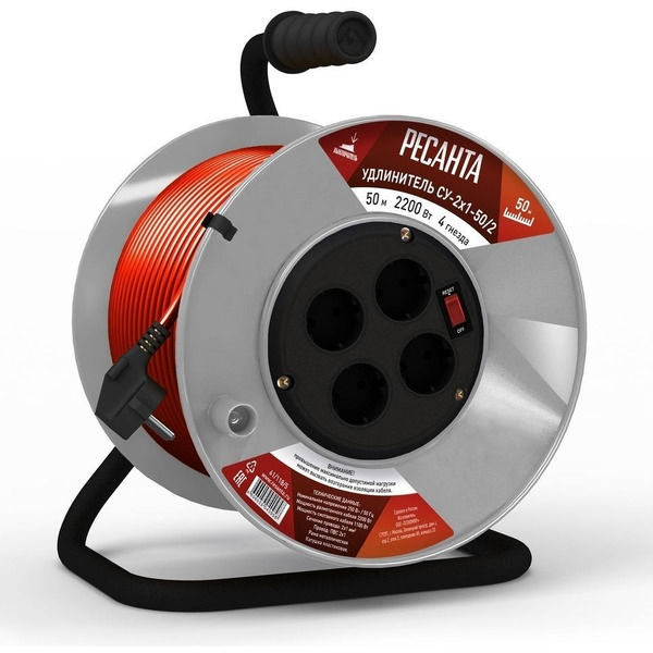 Удлинитель силовой на катушке Ресанта СУ-3х1,5-30/2 (61/118/6)