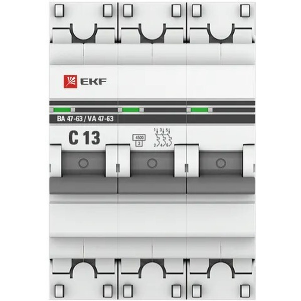 Выключатель автоматический EKF 3P 13А (C) 4,5kA ВА 47-63