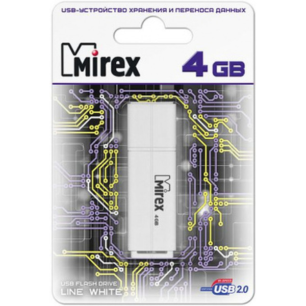 USB Flash MIREX Line White 4GB (13600-FMULWH04)