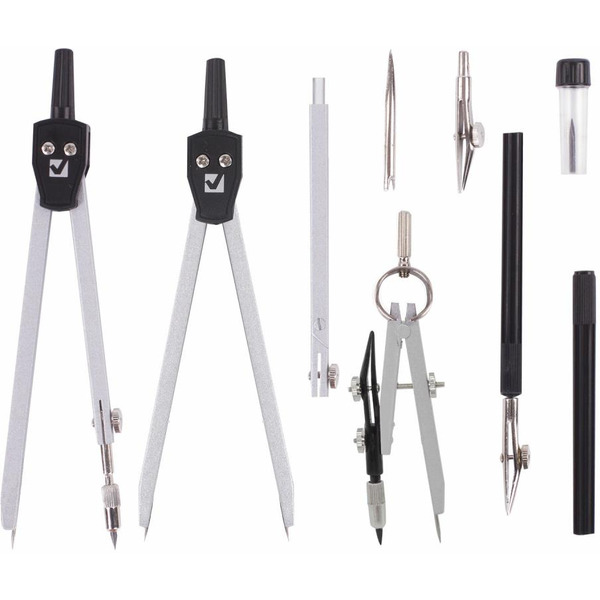 Готовальня BRAUBERG 210353 (9 предм., пласт. пенал)