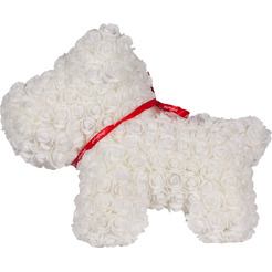 Собачка из роз TEDDY ROSE BEAR белый (8017)