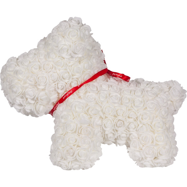 Собачка из роз TEDDY ROSE BEAR белый (8017)