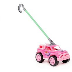 Автомобиль-каталка Полесье Легионер с ручкой (розовый) 63905