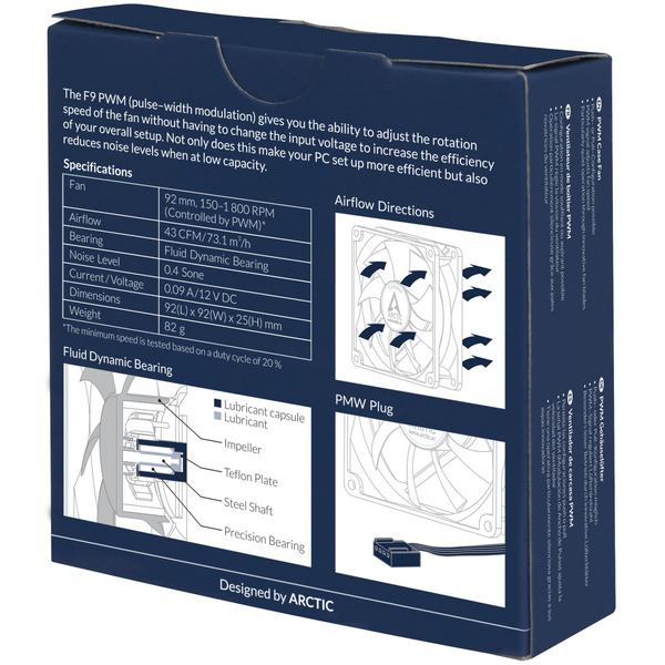 Вентилятор для корпуса Arctic Cooling F9 PWM AFACO-090P2-GBA01