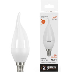 Лампа Gauss LED Elementary Candle Tailed 6W E14 3000K