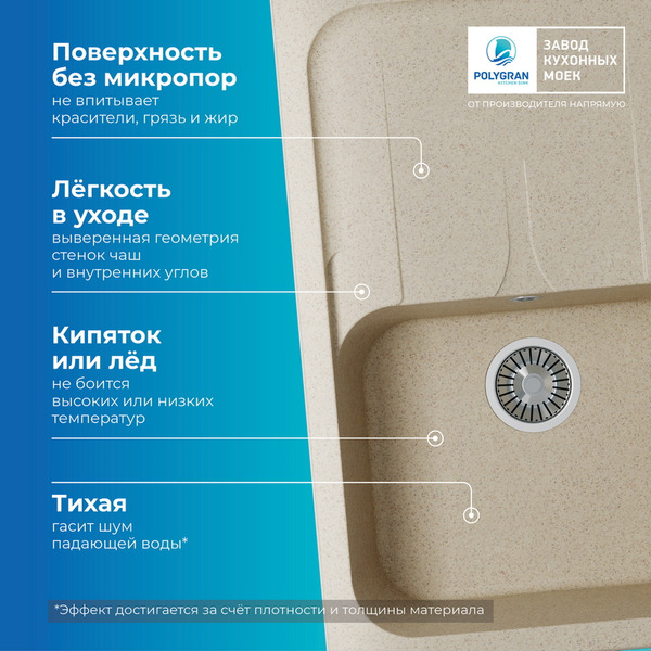 Кухонная мойка Polygran Alto 780 (опал)
