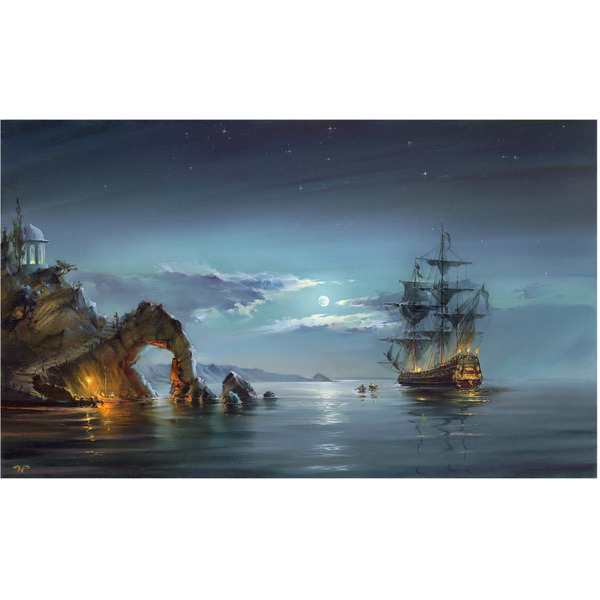Картина стразами (алмазная мозаика) ОСТРОВ СОКРОВИЩ «Лунная ночь» 663872