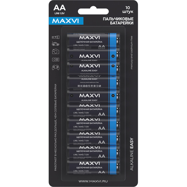Щелочная батарейка Maxvi MBLR6ES10 AA, alkaline, 10 шт