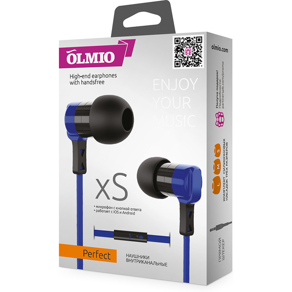 Наушники OLMIO Perfect (черный/синий)