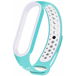 Ремешок Bingo Sport для XIAOMI Mi Band 5/6/7 (мята с белым)