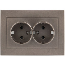 Лицевая панель EKF для двухместной розетки Валенсия 16А (графит)