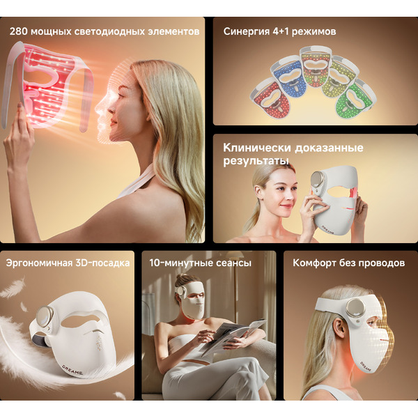Светодиодная маска для омоложения кожи лица Dreame Chrona Photon Anti-Aging Skincare Mask (AB01A)