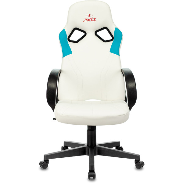 Кресло геймерское Бюрократ Zombie Runner (белый/голубой)