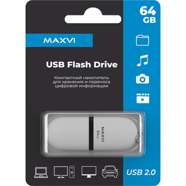 USB флеш Maxvi SF 64GB FD64GBUSB20C10SF (белый)