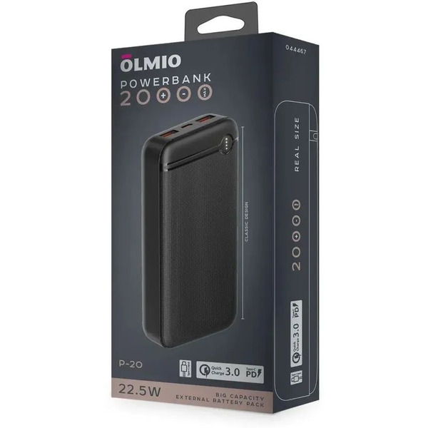 Внешний аккумулятор Olmio P-20 20000mAh (черный)