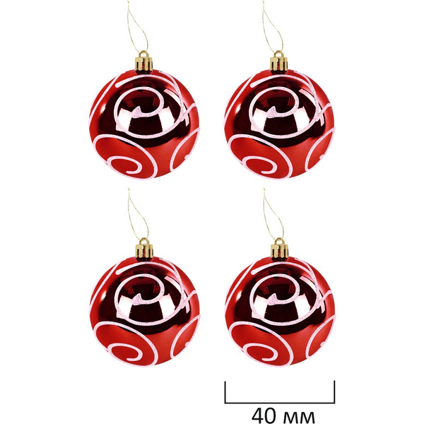 Шары елочные ЗОЛОТАЯ СКАЗКА Red&Snow Winter 592595 (красный, белый )